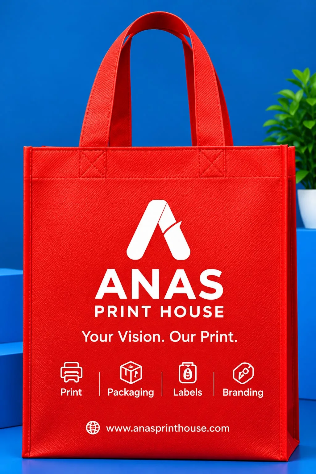 Red Custom Printed Shopping Bags